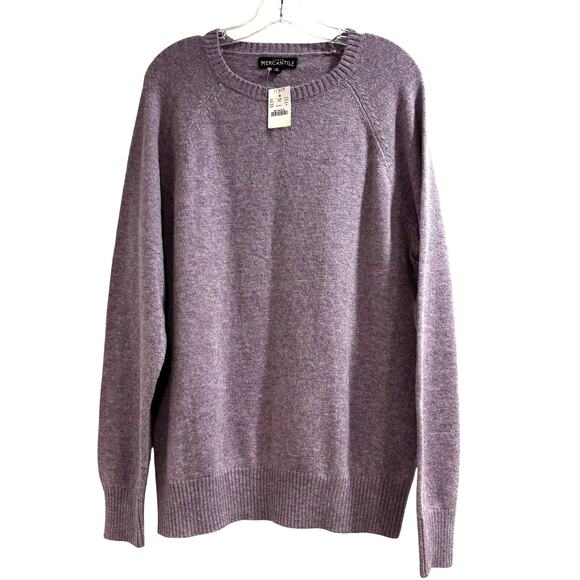 NWT J. Crew Mercantile men's pullover sweater M marled purple gray wool blend - Picture 1 of 7